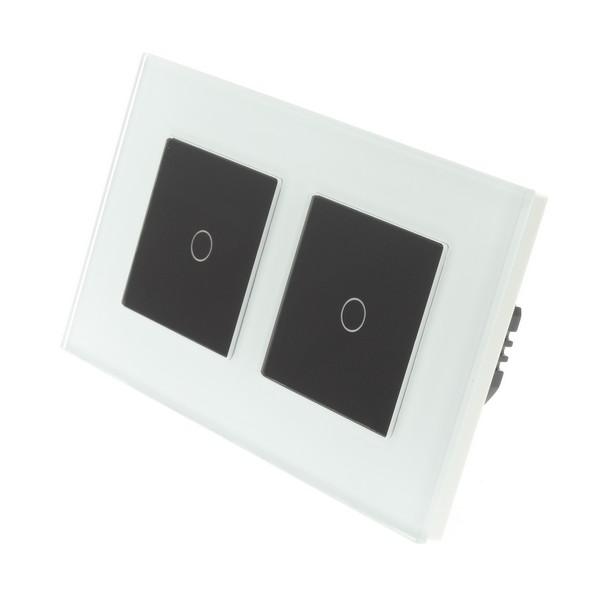 I LumoS PRO White Glass Frame & Black Insert LED Smart Wi-Fi + RF Dimmer Touch Light Switches