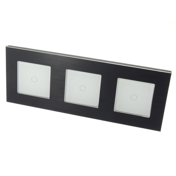 I LumoS PRO Black Brushed Aluminium Frame & White Insert LED Smart WI-FI + RF On/Off Touch Light Switches