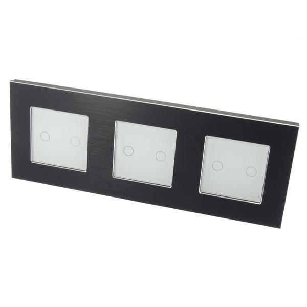 I LumoS PRO Black Brushed Aluminium Frame & White Insert LED Smart WI-FI + RF On/Off Touch Light Switches