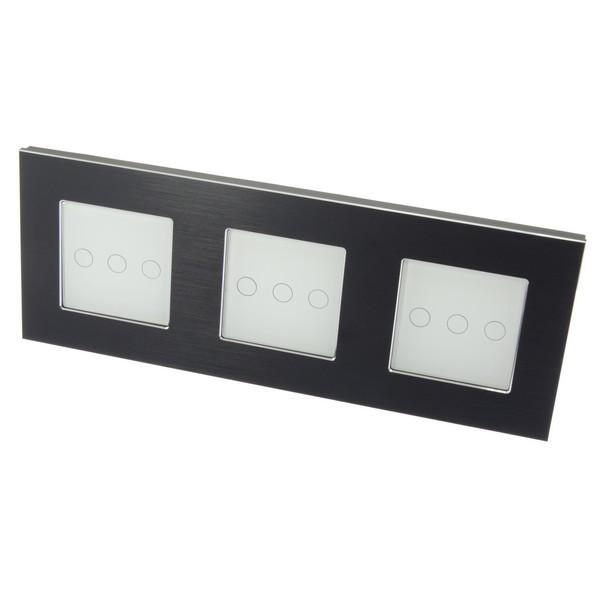 I LumoS PRO Black Brushed Aluminium Frame & White Insert LED Smart Wi-Fi On/Off Touch Light Switches