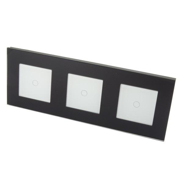 I LumoS Luxury Black Glass Frame & White Insert LED WIFI RF On/Off Touch Light Switches