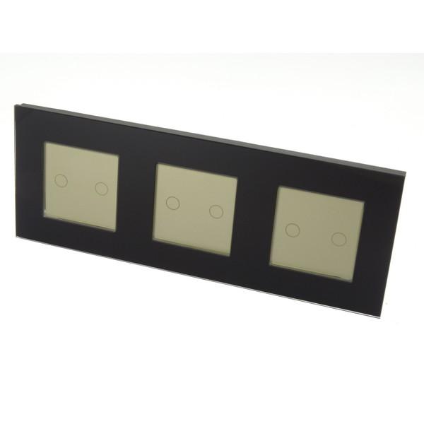 I LumoS Luxury Black Glass Frame & Gold Insert LED WIFI RF On/Off Touch Light Switches