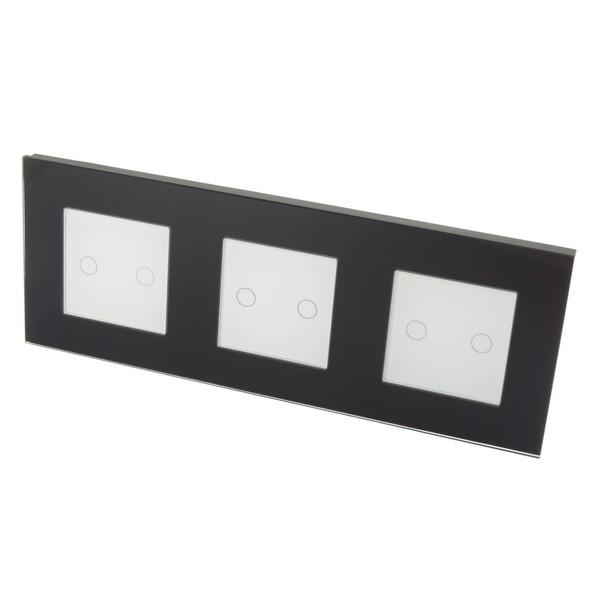 I LumoS Luxury Black Glass Frame & White Insert LED WIFI RF On/Off Touch Light Switches