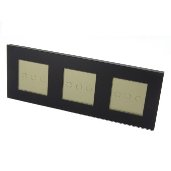 I LumoS Luxury Black Glass Frame & Gold Insert LED On/Off Touch Light Switches