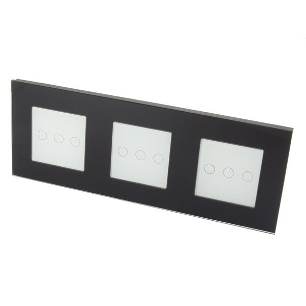 I LumoS Luxury Black Glass Frame & White Insert LED On/Off Touch Light Switches