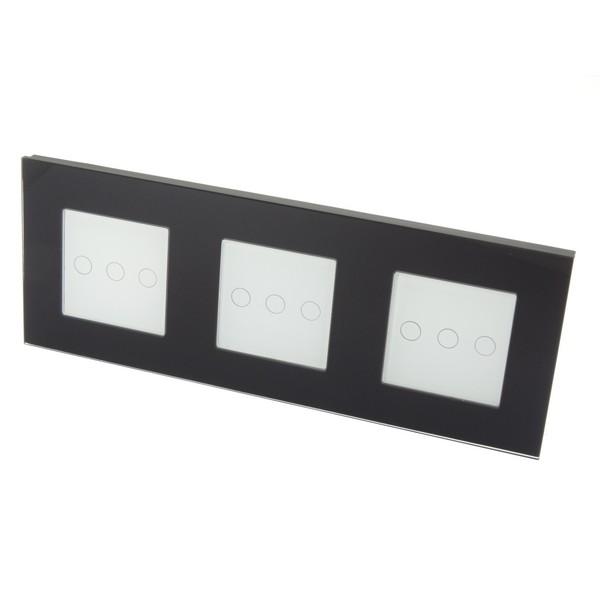 I LumoS Luxury Black Glass Frame & White Insert LED WIFI RF On/Off Touch Light Switches