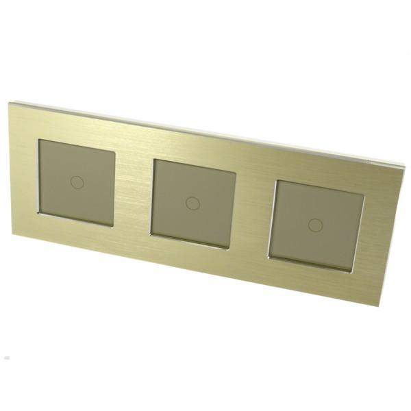 I LumoS Luxury Gold Brushed Aluminium Frame & Gold Insert LED Dimmer Touch Light Switches