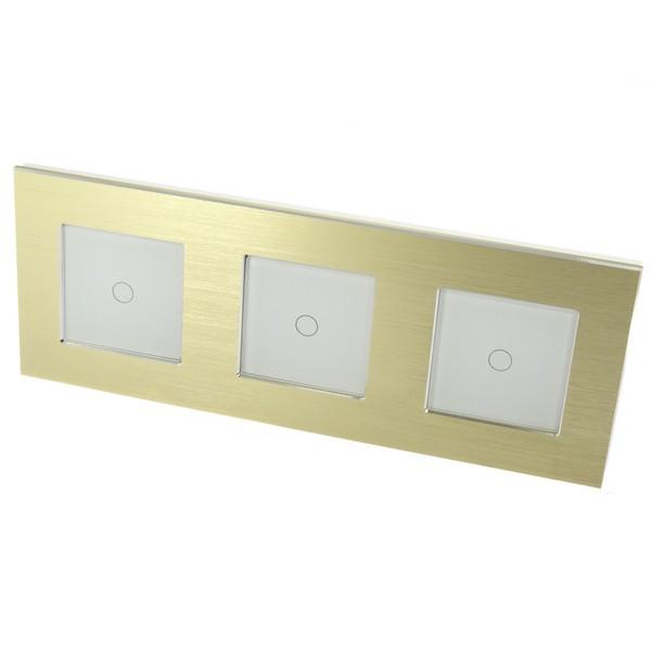 I LumoS Luxury Gold Brushed Aluminium Frame & White Insert LED Remote Dimmer Touch Light Switches