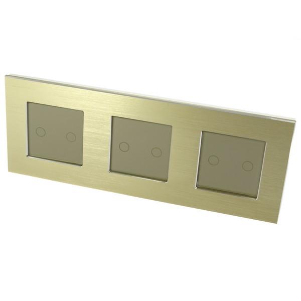 I LumoS Luxury Gold Brushed Aluminium Frame & Gold Insert LED Dimmer Touch Light Switches