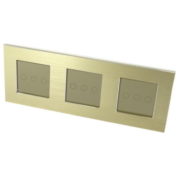 I LumoS Luxury Gold Brushed Aluminium Frame & Gold Insert LED Dimmer Touch Light Switches