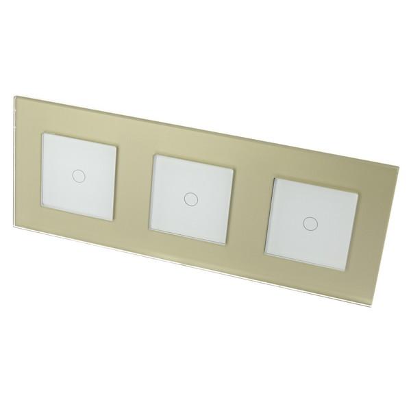 I LumoS Luxury Gold Glass Frame & White Insert LED Remote On/Off Touch Light Switches