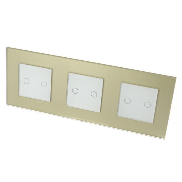 I LumoS Luxury Gold Glass Frame & White Insert LED WIFI RF Dimmer Touch Light Switches