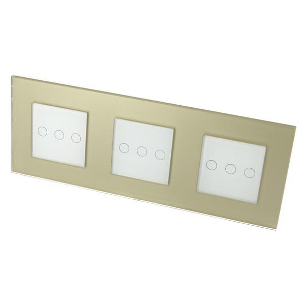 I LumoS Luxury Gold Glass Frame & White Insert LED WIFI RF On/Off Touch Light Switches