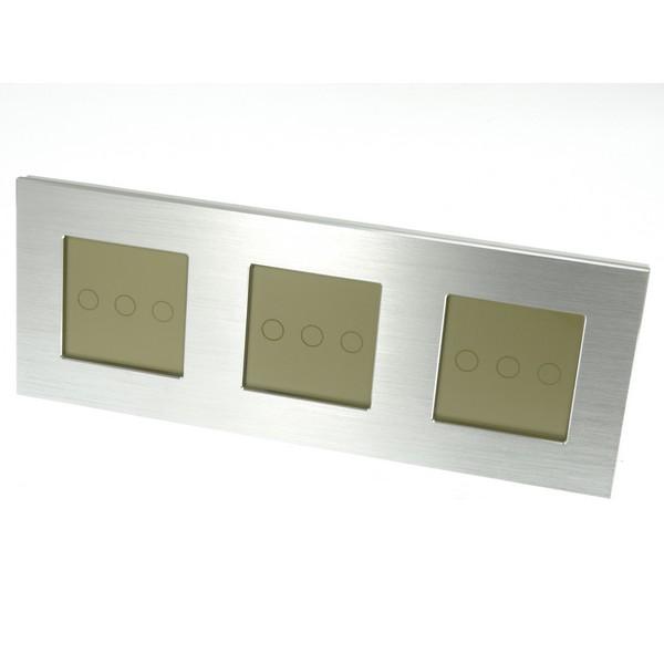 I LumoS PRO Silver Brushed Aluminium Frame & Gold Insert LED Smart WI-FI + RF On/Off Touch Light Switches