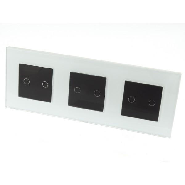 I LumoS Luxury White Glass Frame & Black Insert LED WIFI RF On/Off Touch Light Switches