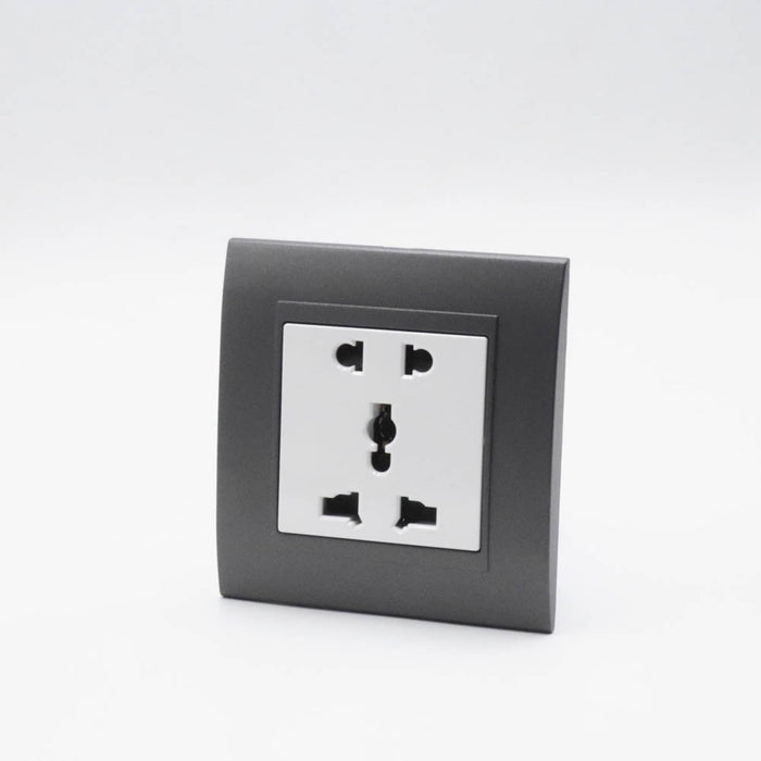 Dark Grey Plastic Arc Single Frame with white Interests of Multi plug 5 pin Socket