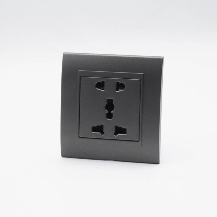 Dark Grey Plastic Arc Single Frame with Dark Grey Interests of Multi plug 5 pin Socket