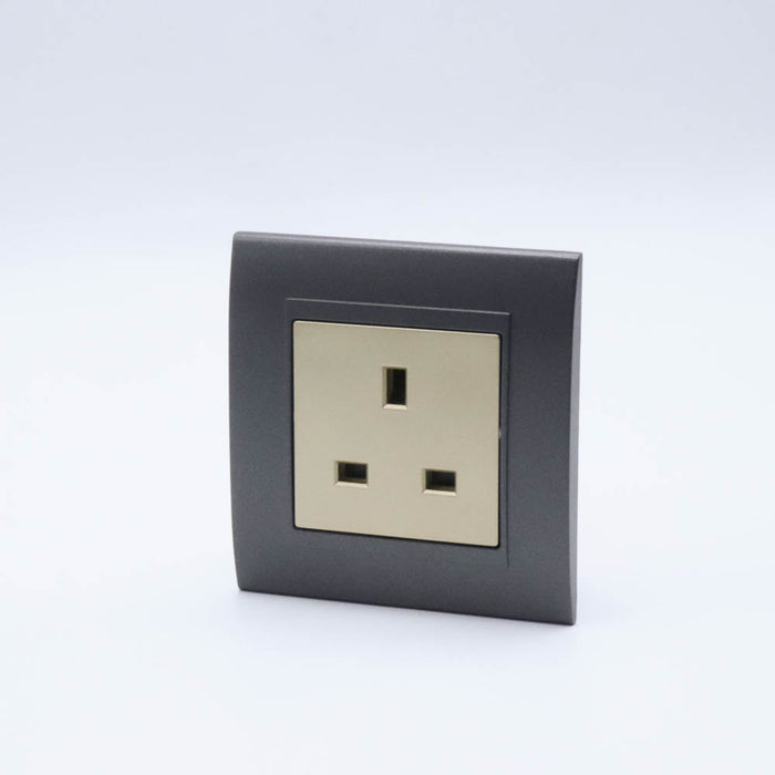 Dark Grey Plastic Arc Single Frame with Gold  Interests of UK Socket