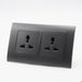 Dark Grey Plastic Arc Double Frame with Dark Grey Interests of Multi plug 5 pin  Sockets