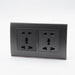 Dark Grey Plastic Arc Double Frame with Dark Grey Interests of Multi plug 5 pin Sockets