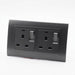 Dark Grey Plastic Arc Double Frame with Dark Grey Interests of both Switched neon UK sockets