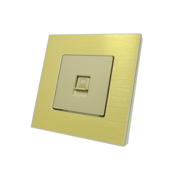 I LumoS Gold Brushed Aluminium RJ45 ADSL T568A/B Cat6 Internet Data Wall Single Socket