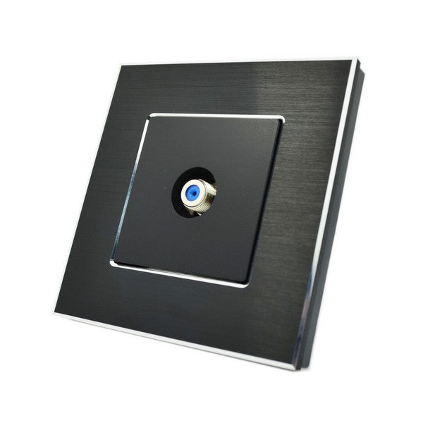 I LumoS Luxury Black Brushed Aluminium F Screw Type Satellite Single Socket