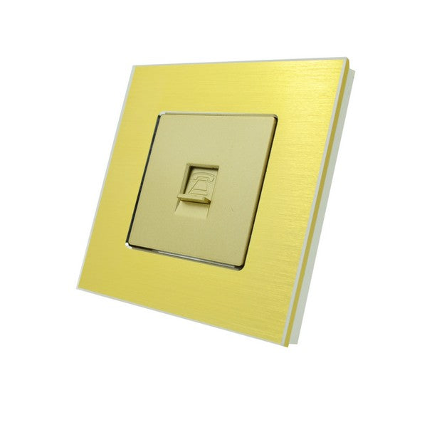 I LumoS Luxury Gold Brushed Aluminium BT RJ11 Telephone Wall Single Socket