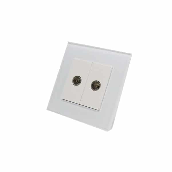 I LumoS AS Luxury White Glass Single Double TV Socket