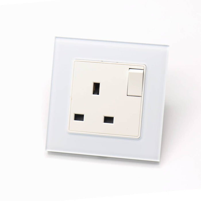 I LumoS Luxury Vertical Switch Glass Frame UK 13A Plug Single Socket