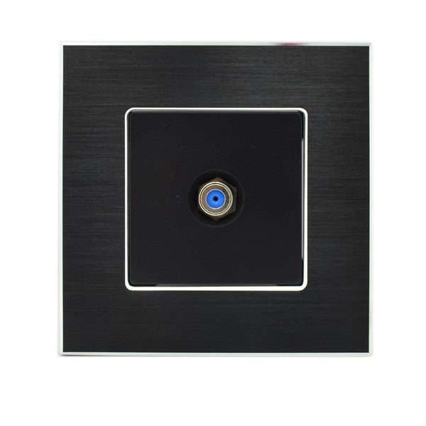 I LumoS Luxury Black Brushed Aluminium F Screw Type Satellite Single Socket