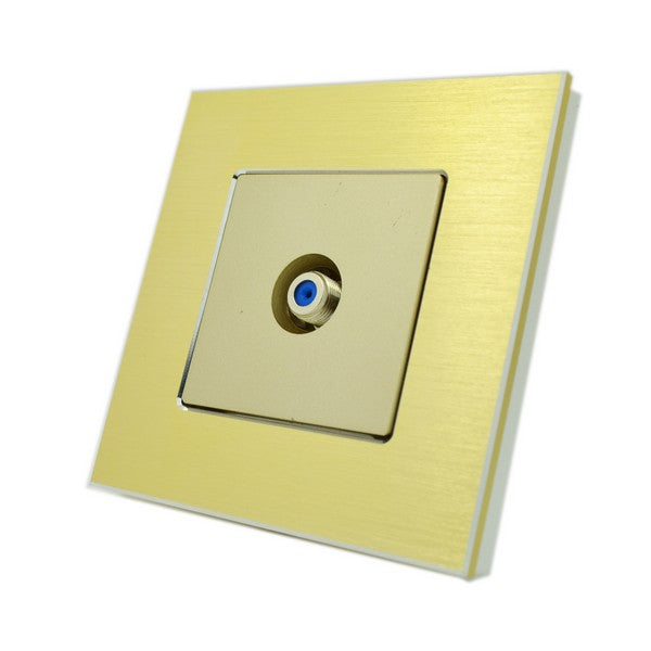 I LumoS Luxury Gold Brushed Aluminium F Screw Type Satellite Single Socket