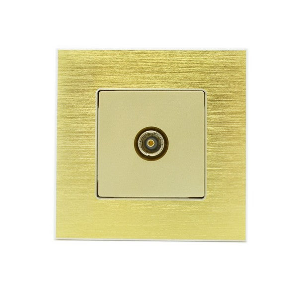 I LumoS Luxury Gold Brushed Aluminium TV Coax Aerial Wall Single Socket